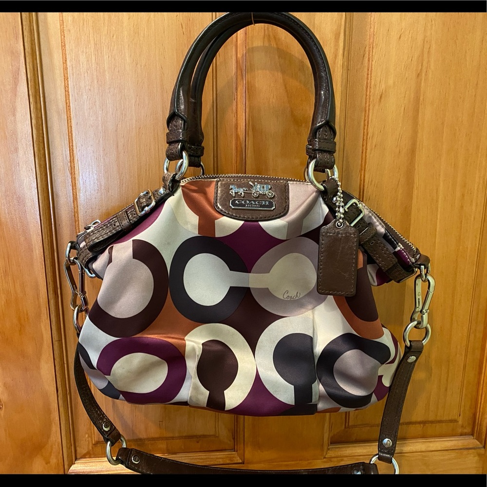 USED-Coach Sophia Graphic Op Art Sateen Satchel #18636